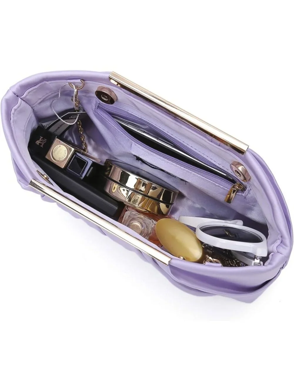 👜Women's Lavender Pleated Satin Elegant Evening Clutch Formal Wedding Purse